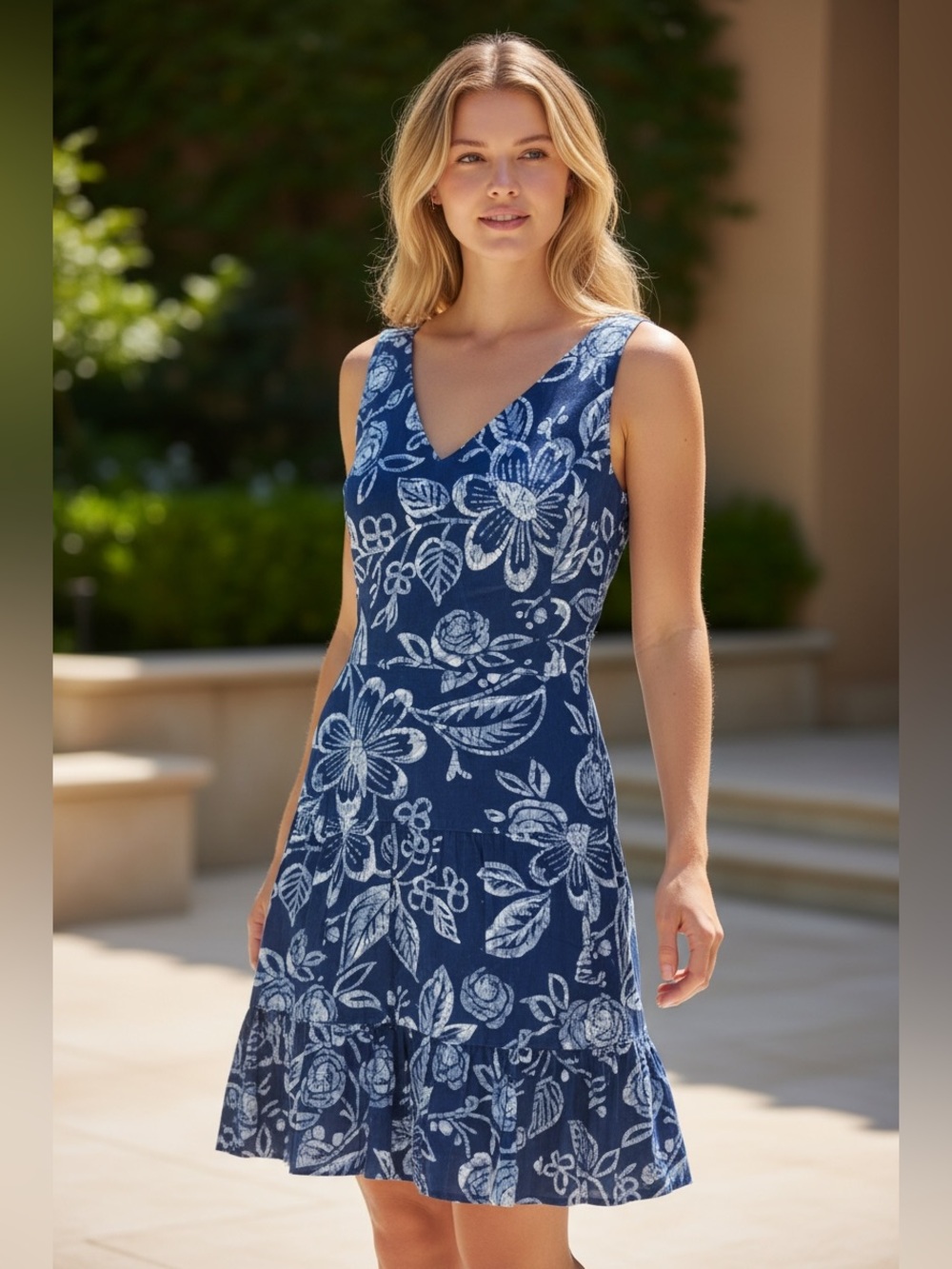 CHAPS EUC BLUE SLEEVELESS DRESS SZ 8P